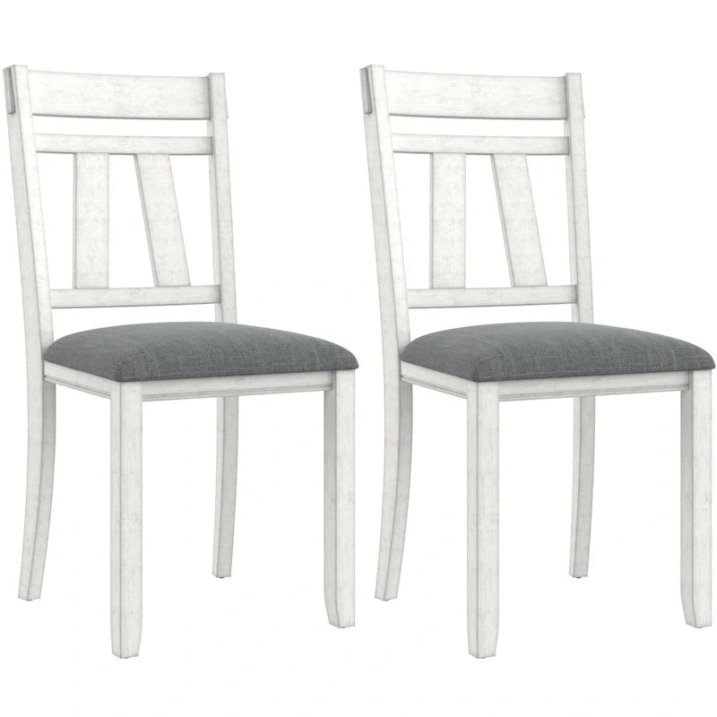 VECELO Esszimmerstühle aus Massivholz mit Sitzfläche aus Leinenstoff, Esszimmerstuhl-Set mit 2/4/6 Stühlen
