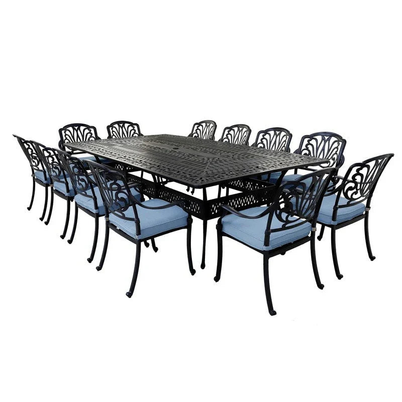 13-teiliges Esszimmer-Set aus Aluminium in Gunmetal von Havenside Home, Manasquan