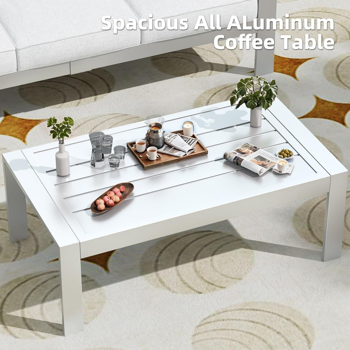 AECOJOY 7-teiliges Aluminiummöbel-Set für die Terrasse, Outdoor-Sitzgruppe