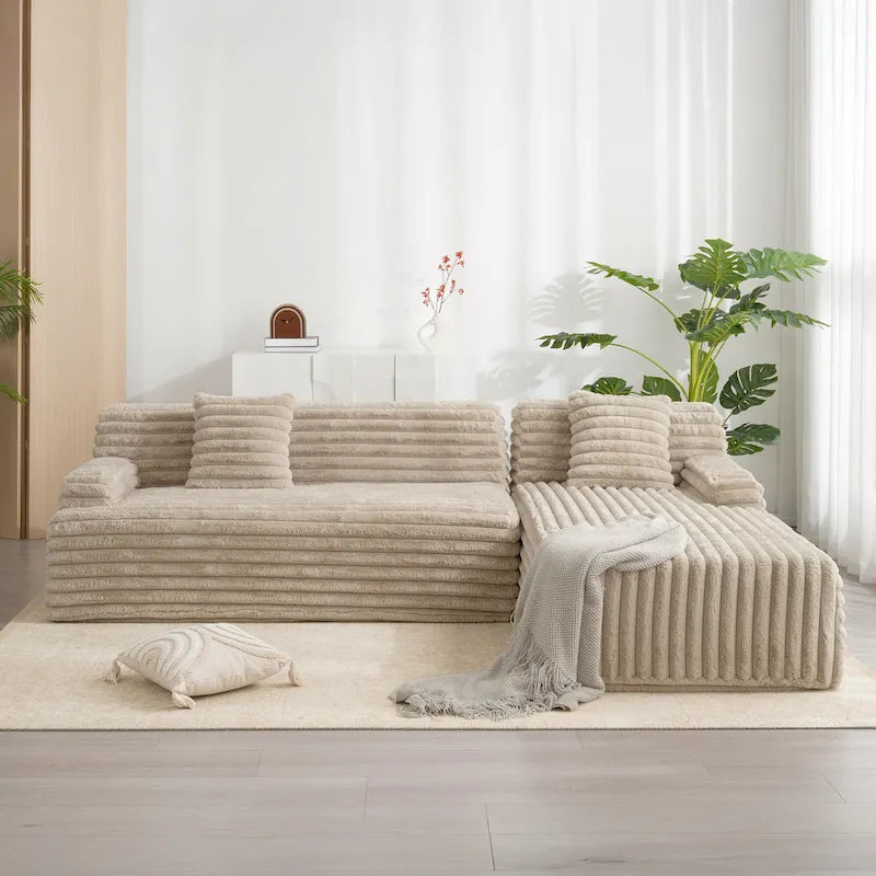 Cloud-Ecksofa, modernes Polstersofa mit 2 Zierkissen, frei kombinierbares Sofa, modulares L-förmiges Ecksofa