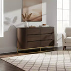 Modern 6-Drawer Dresser with Live Edge Design, Metal Base & Durable Mixed Wood Construction