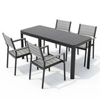 5/7-teiliges Aluminium-Essset für die Terrasse mit stapelbaren Stühlen und ausziehbarem Tisch