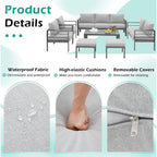 AECOJOY 7-teiliges Aluminiummöbel-Set für die Terrasse, Outdoor-Sitzgruppe