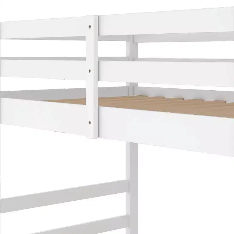 Lit superposé bas, lit superposé en bois au ras du sol avec échelle, lit superposé avec barrières de sécurité complètes