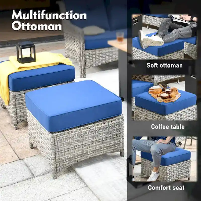 XIZZI 9-teiliges Outdoor-Gartenmöbel-Set mit drehbarem Sessel