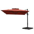 MAISON ARTS Parasol déporté hydraulique automatique de 12 pieds, mât en aluminium, rotation à 360 degrés