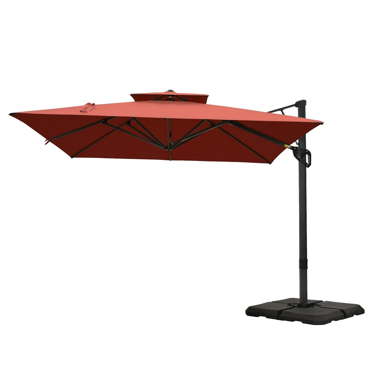 MAISON ARTS Parasol déporté hydraulique automatique de 12 pieds, mât en aluminium, rotation à 360 degrés