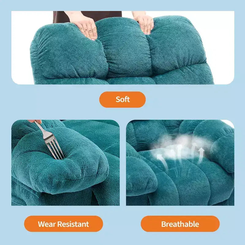 Manueller Relaxsessel, ergonomischer Relaxsessel aus atmungsaktivem Stoff mit Seitentaschen, Einzelsessel, geeignet für Wohnzimmer und Schlafzimmer