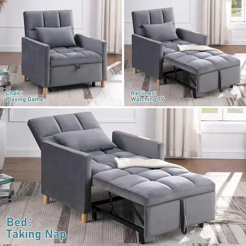 Aukfa Sleeper Chair Bed Convertible Single Sofa Chair with Pillow