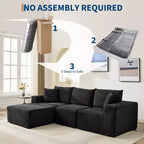 Canapé moderne 108, canapé 3 places rembourré en L avec coussins, assise profonde, aucun assemblage requis
