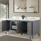 Vanity Art 72 badkamermeubel met dubbele wastafel en blad van composietmarmer