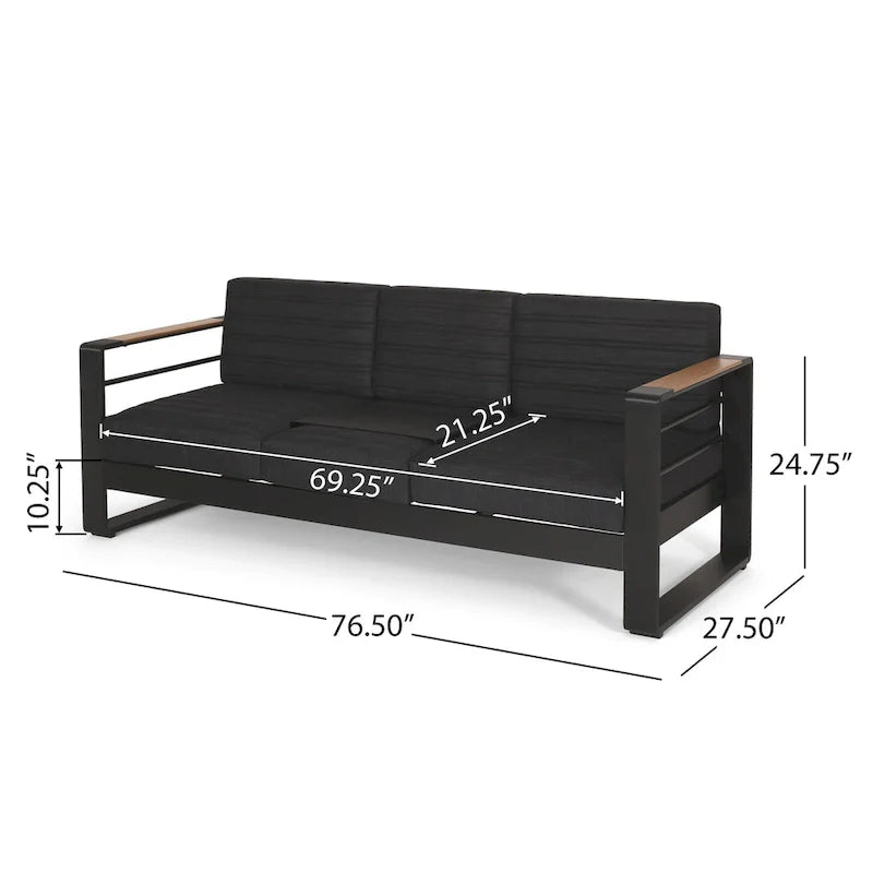 Giovanna aluminium loungeset voor buiten voor 7 personen met vuurkorf van Christopher Knight Home