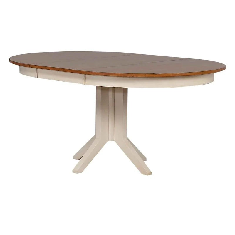 Ensemble de salle à manger contemporain de 5 pièces, finition caramel/biscotti vieillie, dossier double en X