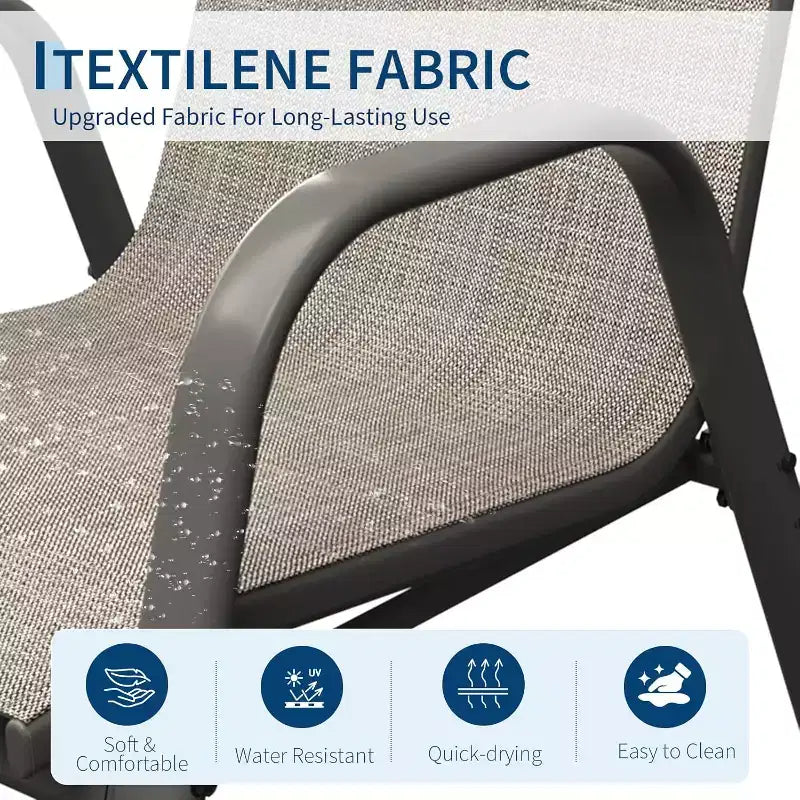 Chaises de patio, ensemble de 4 ou 6 chaises de salle à manger d’extérieur empilables, légères et résistantes à toutes les intempéries, en textilène, avec accoudoirs, pour jardin et terrasse de piscine