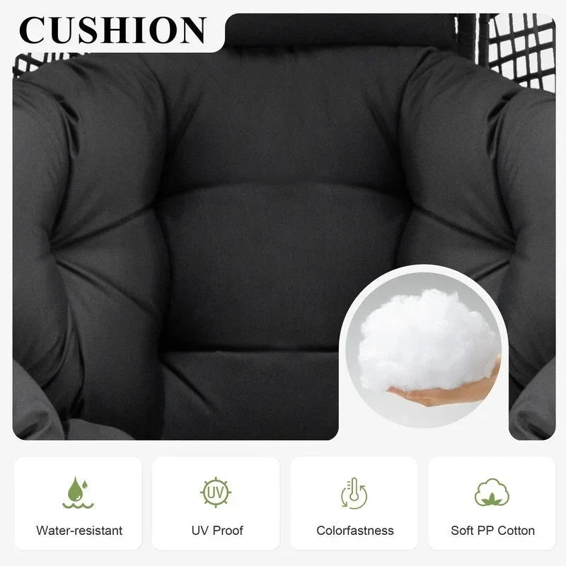 Fauteuil œuf d’intérieur FINCATI, fauteuil œuf d’extérieur supportant 440 lbs, fauteuil œuf surdimensionné avec pouf, fauteuil œuf luxueux et confortable avec repose-pieds