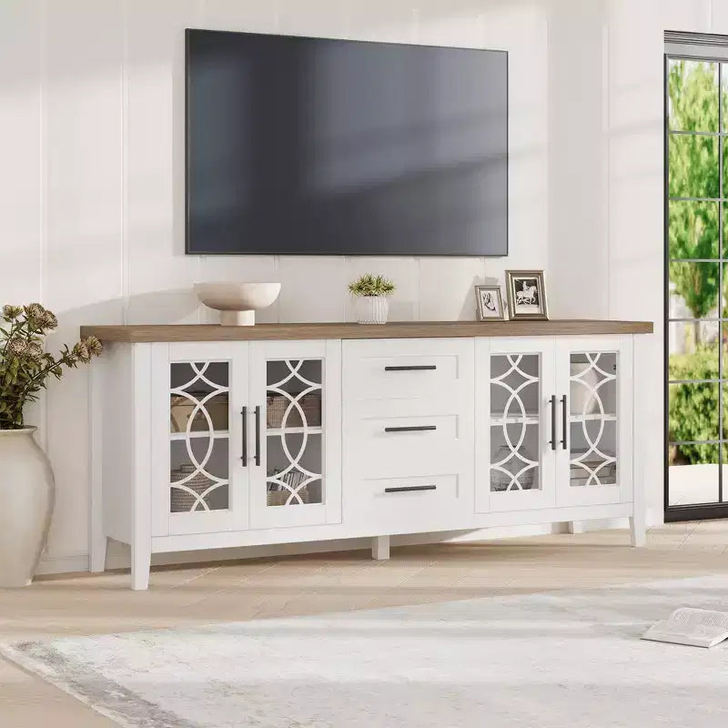 Meubles TV avec tiroirs de rangement, meuble de divertissement TV, console TV pour le salon ou la chambre, armoire de rangement