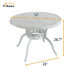 Ensemble de salle à manger de patio en aluminium moulé en 5 pièces avec 4 chaises pivotantes