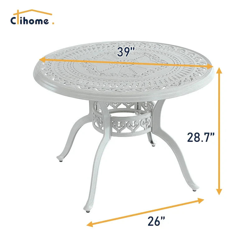 Ensemble de salle à manger de patio en aluminium moulé en 5 pièces avec 4 chaises pivotantes