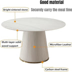 53 Round Dining Table for 6 with Sintered Stone Tabletop and Lazy Susan