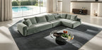 102,4-Zoll-4-Sitzer-Schlafsofa aus weichem Cord mit Hockern – Grün