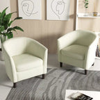 Ensemble de 2 fauteuils club modernes en lin, style tonneau