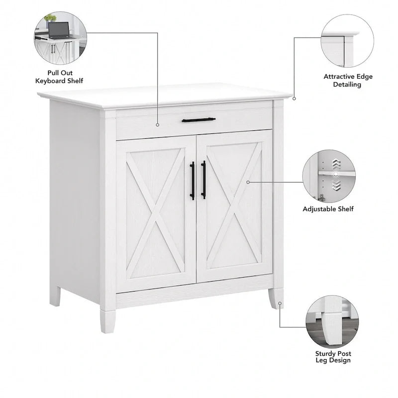 Key-West-Sekretärschreibtisch mit Aufbewahrungsschrank von Bush Furniture