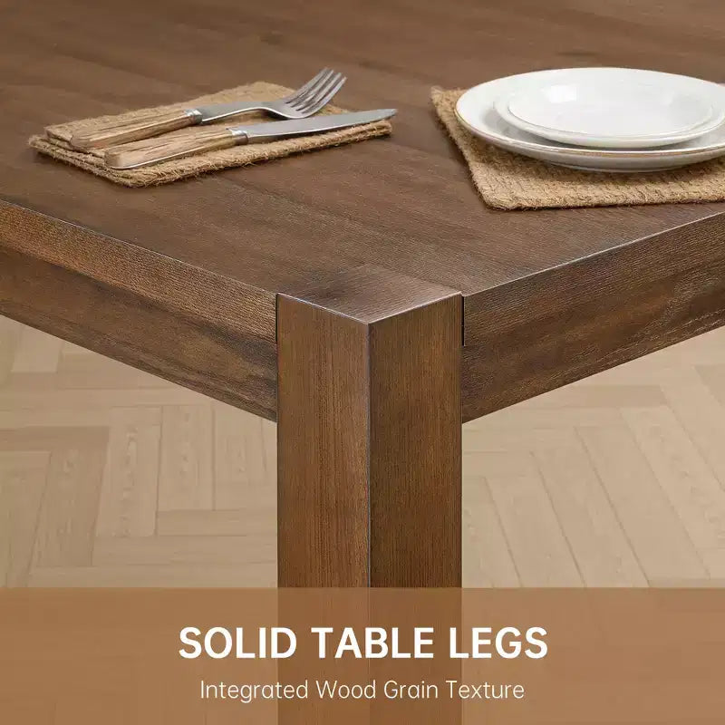 Ensemble de salle à manger moderne - table de 80 et 6 chaises rembourrées, structure en bois massif, capacité de la table de 400 lb, montage facile