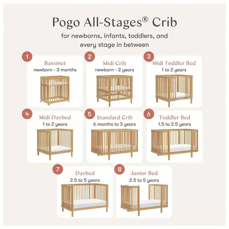 Lit bébé convertible Babyletto Pogo 8-en-1 avec kits de conversion pour toutes les étapes