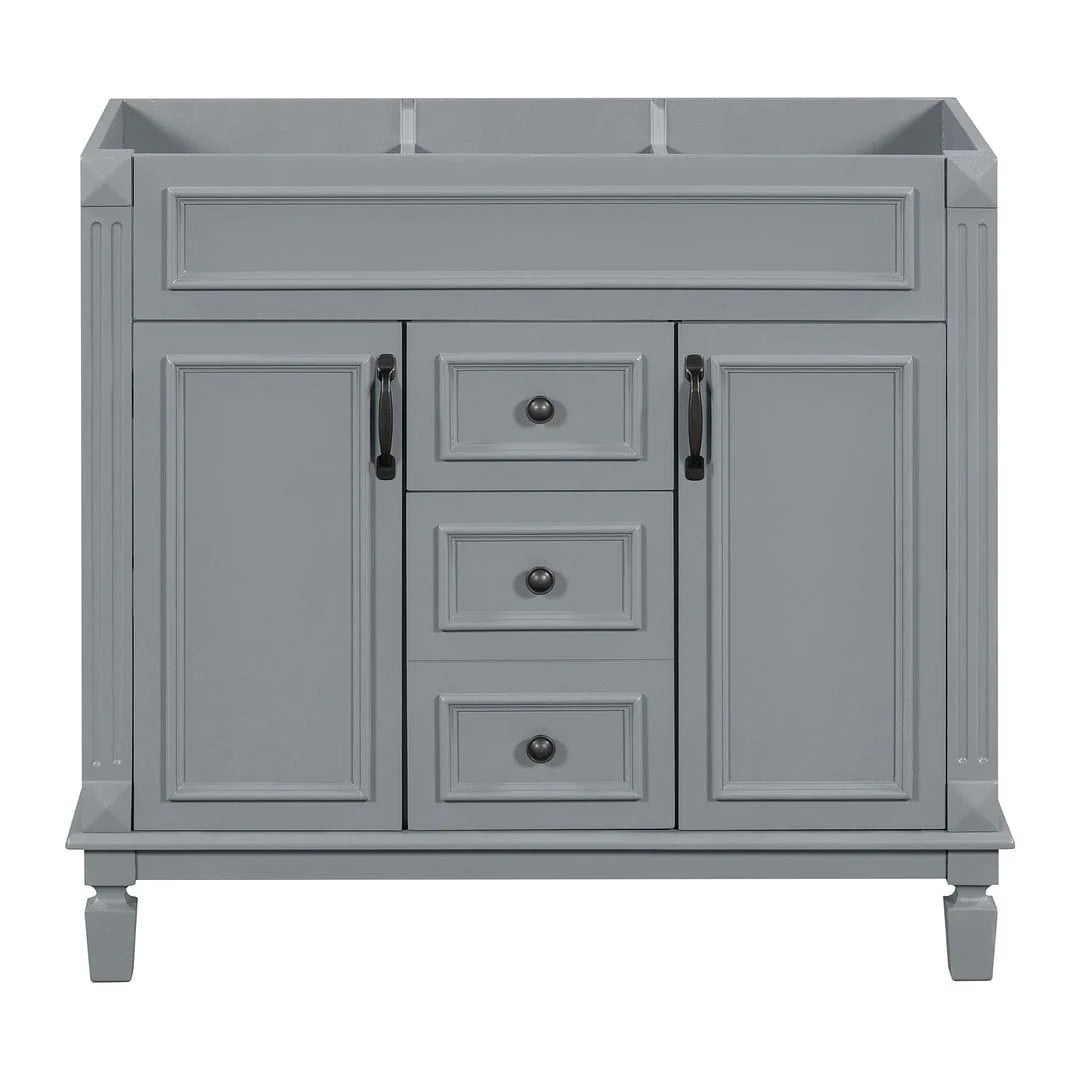 Moderne badkamermeubelset van 36 inch met wastafelblad, spiegelkast, 2 deuren en 2 laden