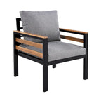 Ensemble de canapé d’extérieur de 4 pièces pour 5 personnes avec table basse en bois massif et coussins amovibles