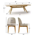 7-Piece Dining Table Set, 78-96 Extendable Trestle Base Table with Upholstered Chairs Featuring Solid Wood Legs-Panipeachy