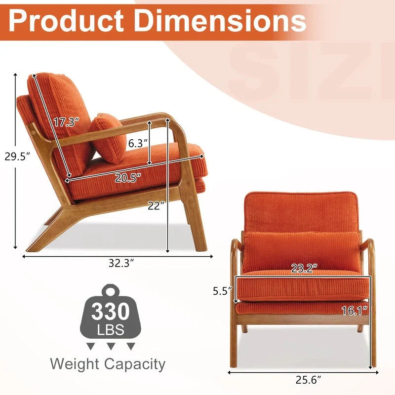 Moderner gepolsterter Akzentstuhl im Mid-Century-Stil