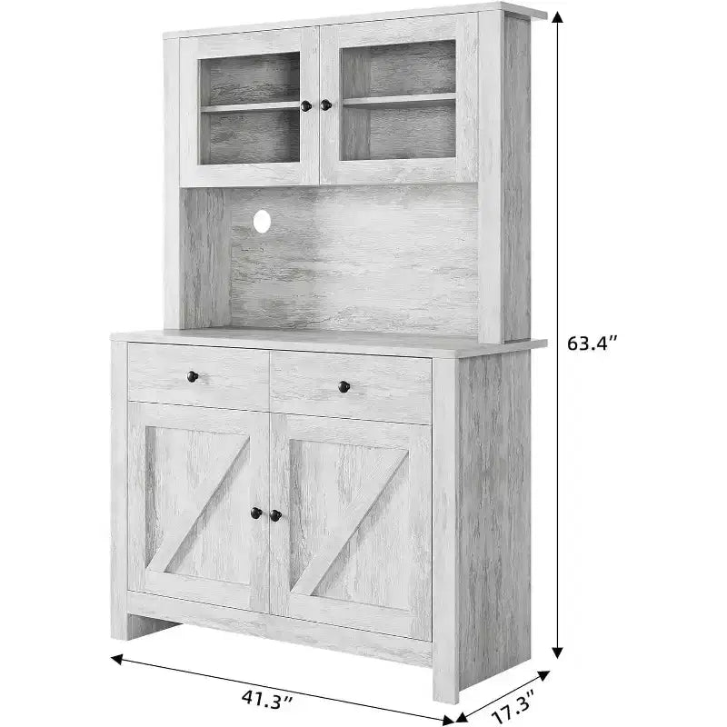 Meuble garde-manger de cuisine avec support pour micro-ondes, vaisselier avec buffet et étagères réglables, pour la cuisine et la salle à manger