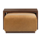 Pouf Poly & Bark Jarmo avec table en noyer réglable – véritable cuir italien pleine fleur