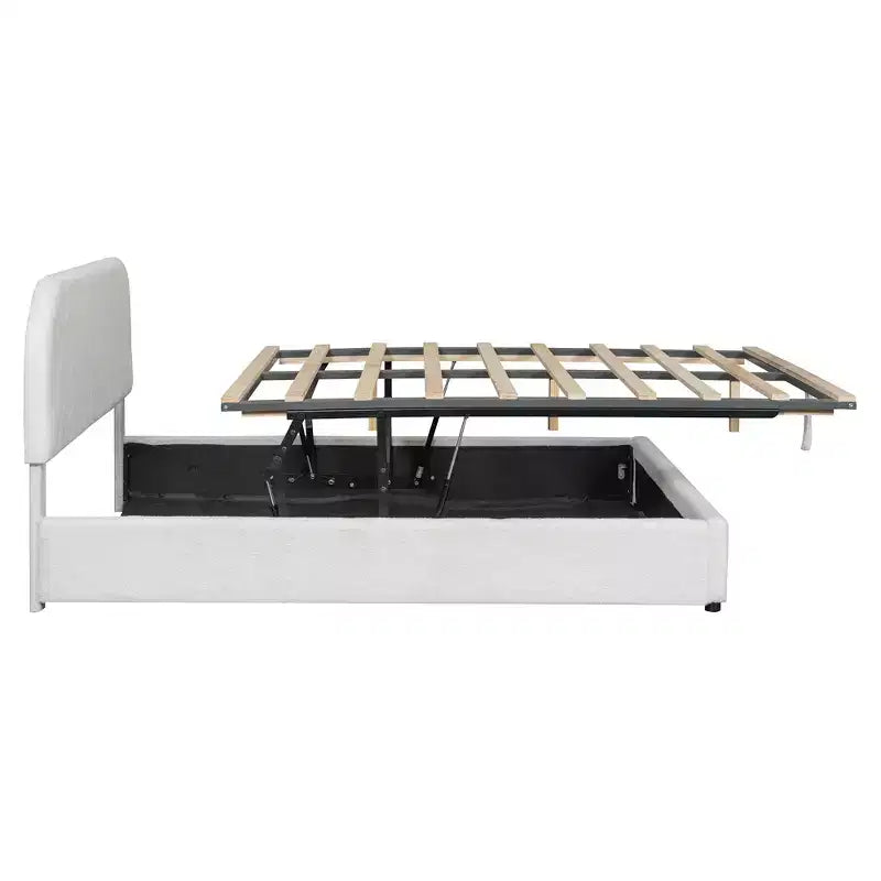 Lit rembourré queen size avec rangement relevable - blanc