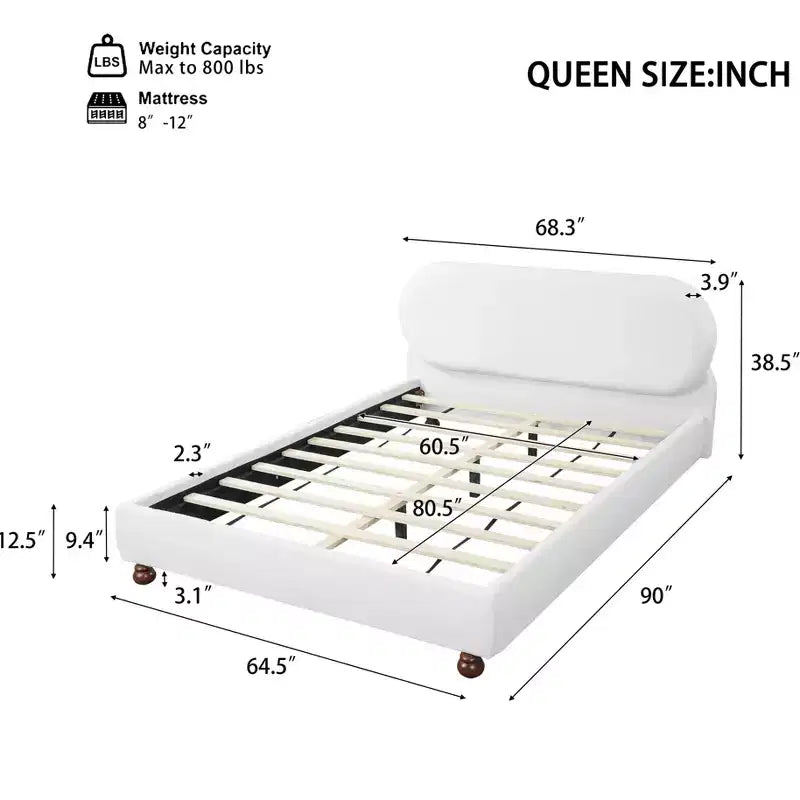 Christopher Knight Home Matteo modern bed van rubberhout met bouclébekleding