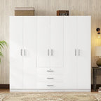 Armoire de rangement en bois à 6 portes avec 3 grands tiroirs pour chambre