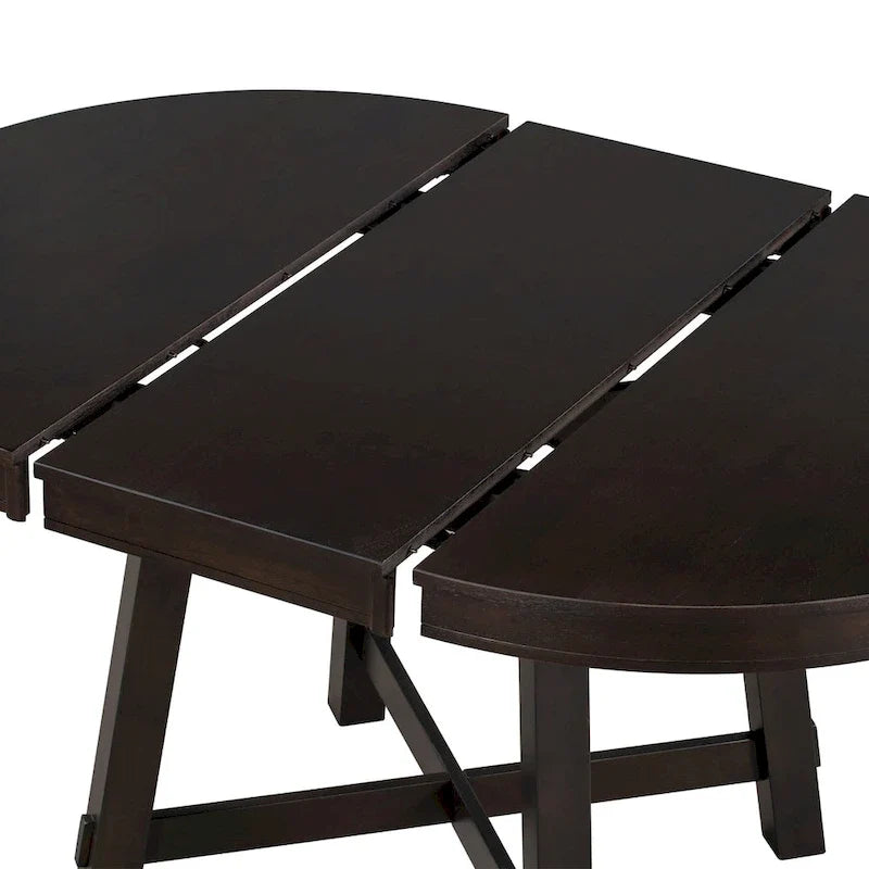 Table de salle à manger ronde extensible de style champêtre avec rallonge de 16 po, table de cuisine en bois