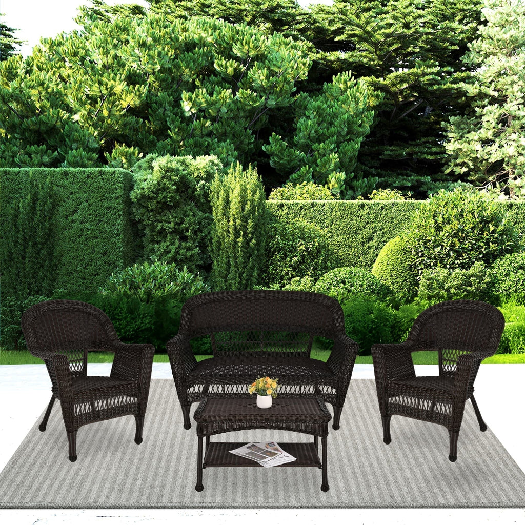 4-teiliges Sitzgruppen-Set aus Korbgeflecht für die Terrasse