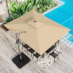 MAISON ARTS Parasol déporté hydraulique automatique de 12 pieds, mât en aluminium, rotation à 360 degrés