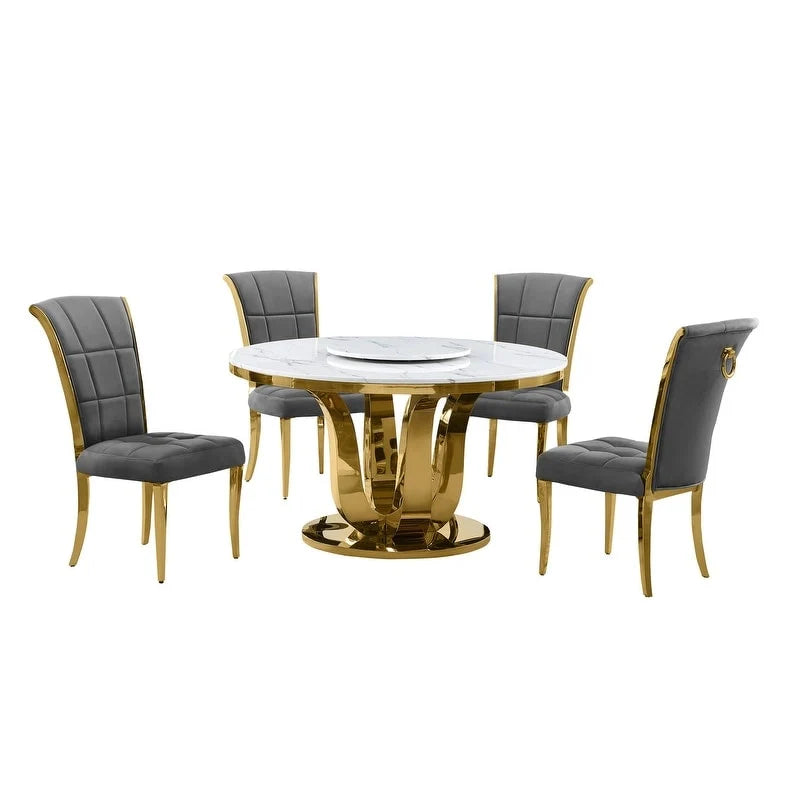Best Quality Furniture D325-SC324-7 ronde eetkamerset met 5 delen