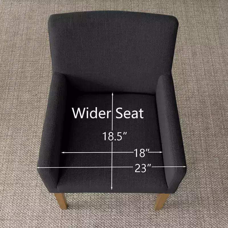 Set van 6 gestoffeerde eetkamerstoelen met armleuningen, moderne linnen fauteuils met houten poten, accentstoelen voor eetkamer en woonkamer - Panipeachy