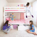 Stapelbed van massief hout voor 2 eenpersoonsbedden voor kinderen met opbergladen onder het bed