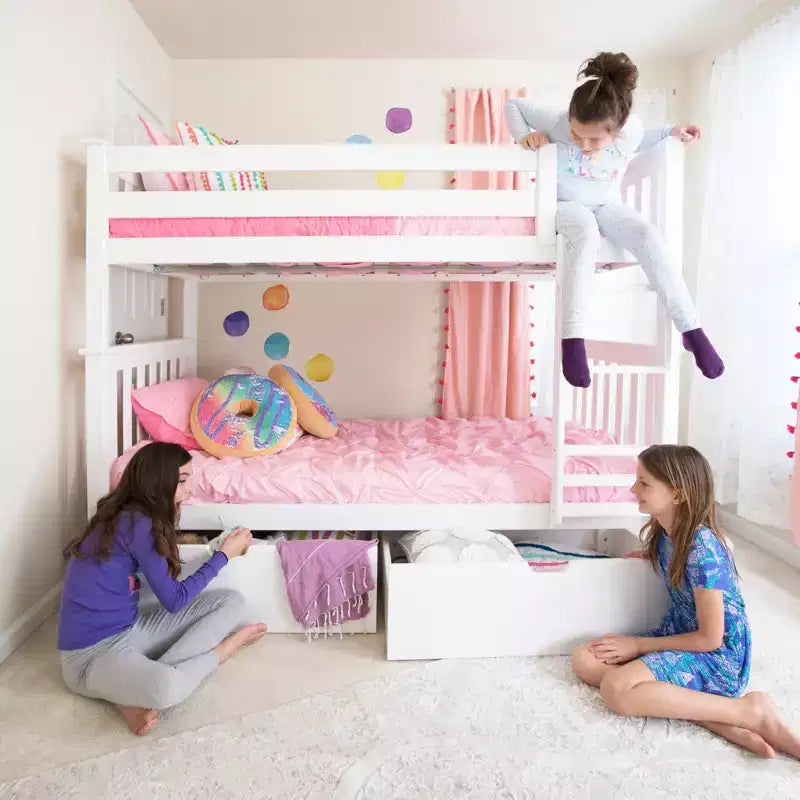Stapelbed van massief hout voor 2 eenpersoonsbedden voor kinderen met opbergladen onder het bed