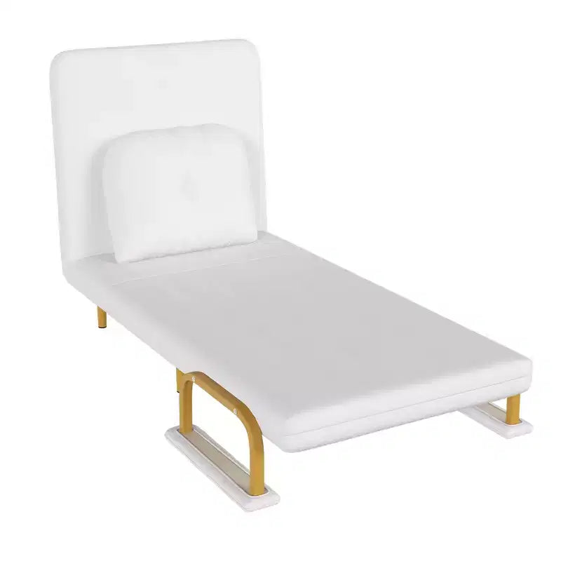 Canapé-lit pliant 3-en-1, fauteuil convertible avec dossier réglable en 5 positions et coussin, couchage gain de place pour salon, chambre et bureau (blanc)