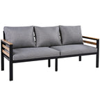 Ensemble de canapé d’extérieur de 4 pièces pour 5 personnes avec table basse en bois massif et coussins amovibles