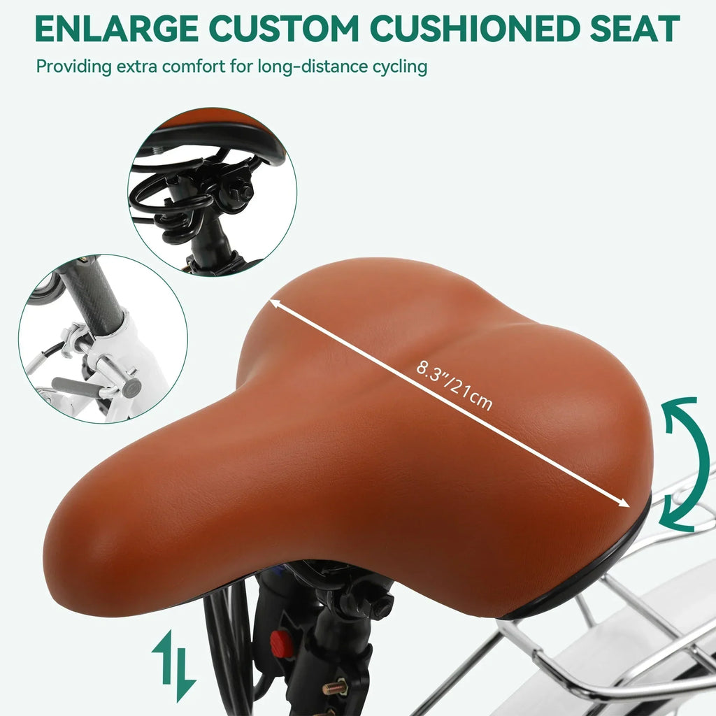 Moasis24/ 26-Zoll-Cruiser-Fahrrad mit 7 Gängen, verstellbarem Durchstieg, Pendlerfahrrad