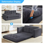 Mjkone 71' 2-in-1 slaapbank, opvouwbare loveseat met geribde stof en knopen, ruimtebesparend