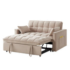 Loveseat-Schlafsofa 4-in-1 mit Armlehnen und Aufbewahrungstaschen, multifunktionales getuftetes Ausziehsofa mit verstellbarer Rückenlehne