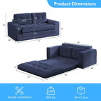 Mjkone 71' 2-in-1 slaapbank, opvouwbare loveseat met geribde stof en knopen, ruimtebesparend